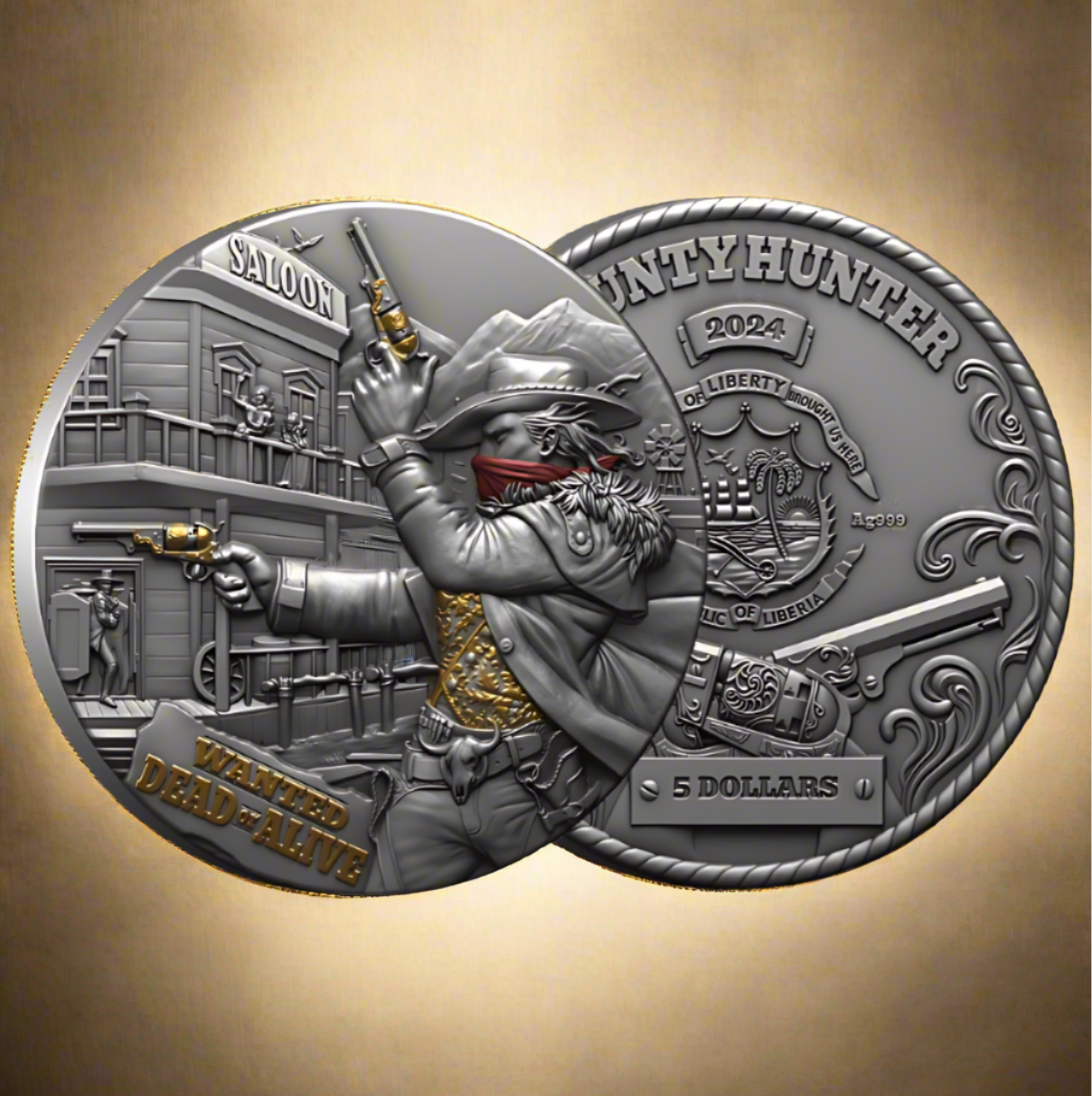 2 oz Silver DJANGO BOUNTY HUNTER Coin 2024 Liberia